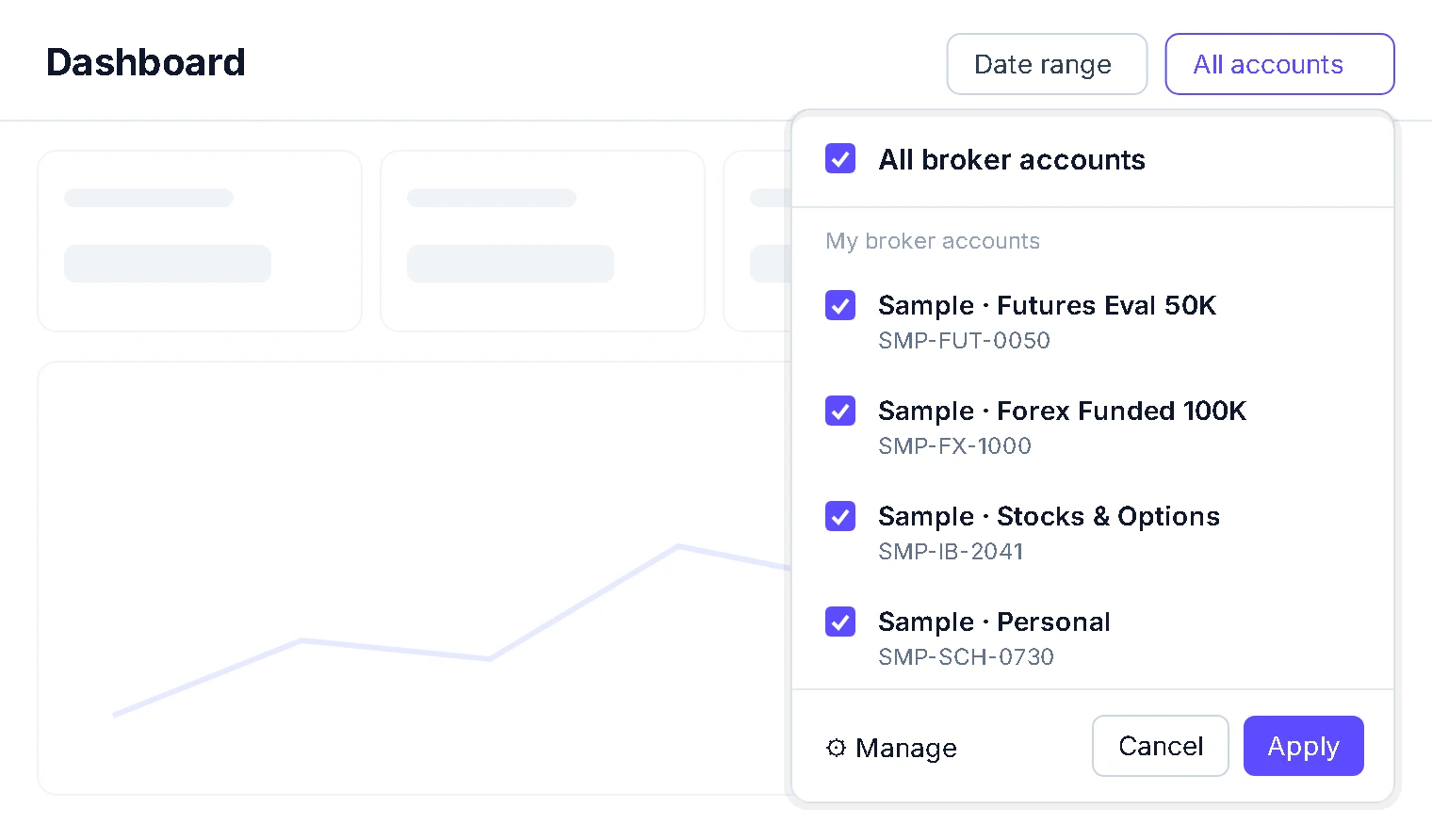Switching between trading accounts in TradeBB